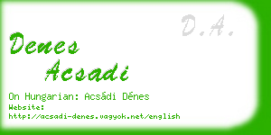 denes acsadi business card